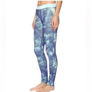 Nike Pro warm printed Woman’s Blue‎ Green Tights SZ L Runner Dri-Fit Athleisure